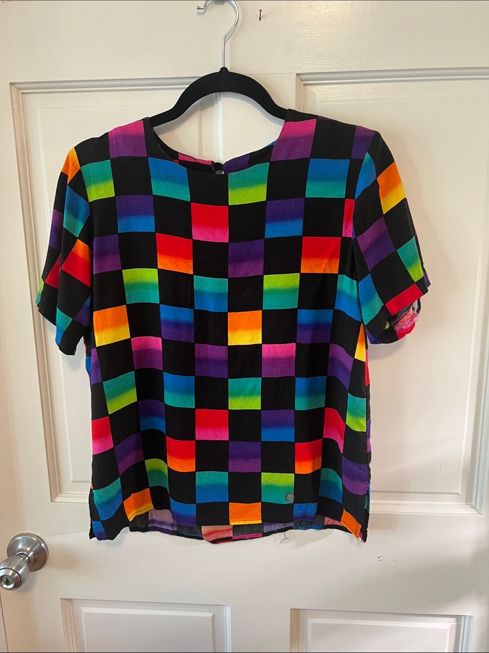 Vintage Colorblock Checkerboard blouse
